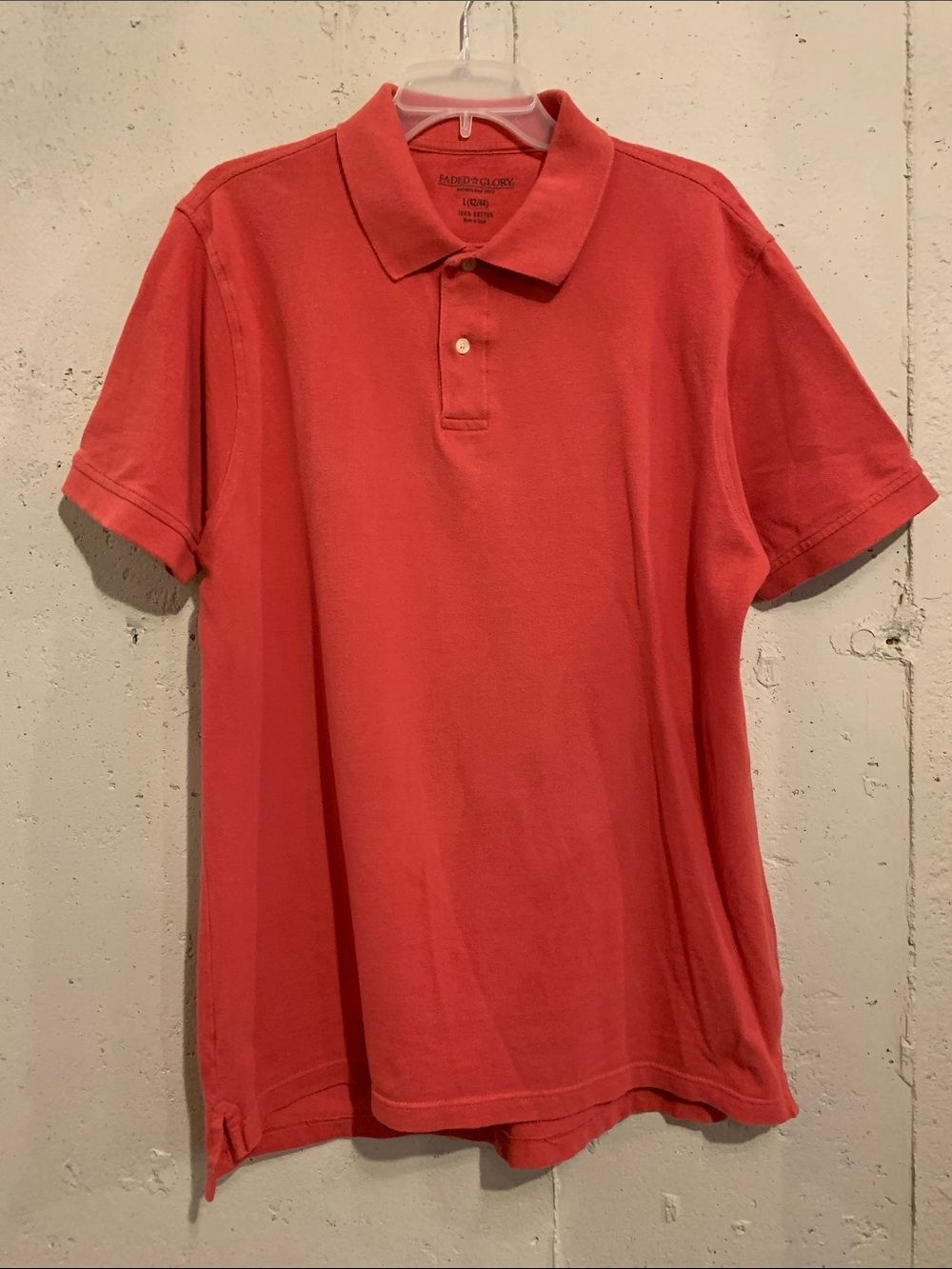 Polo Shirt Golf Short Sleeve Coral Faded Glory Mens Size Large 100% Cotton